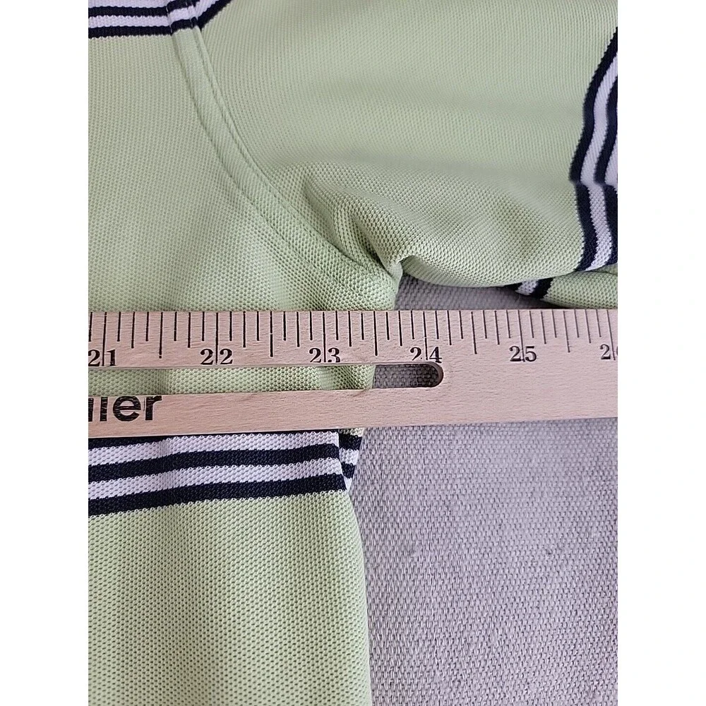 Brooks Brothers Polo Shirt Mens XL Green Striped Performance Knit Cotton‎ Preppy